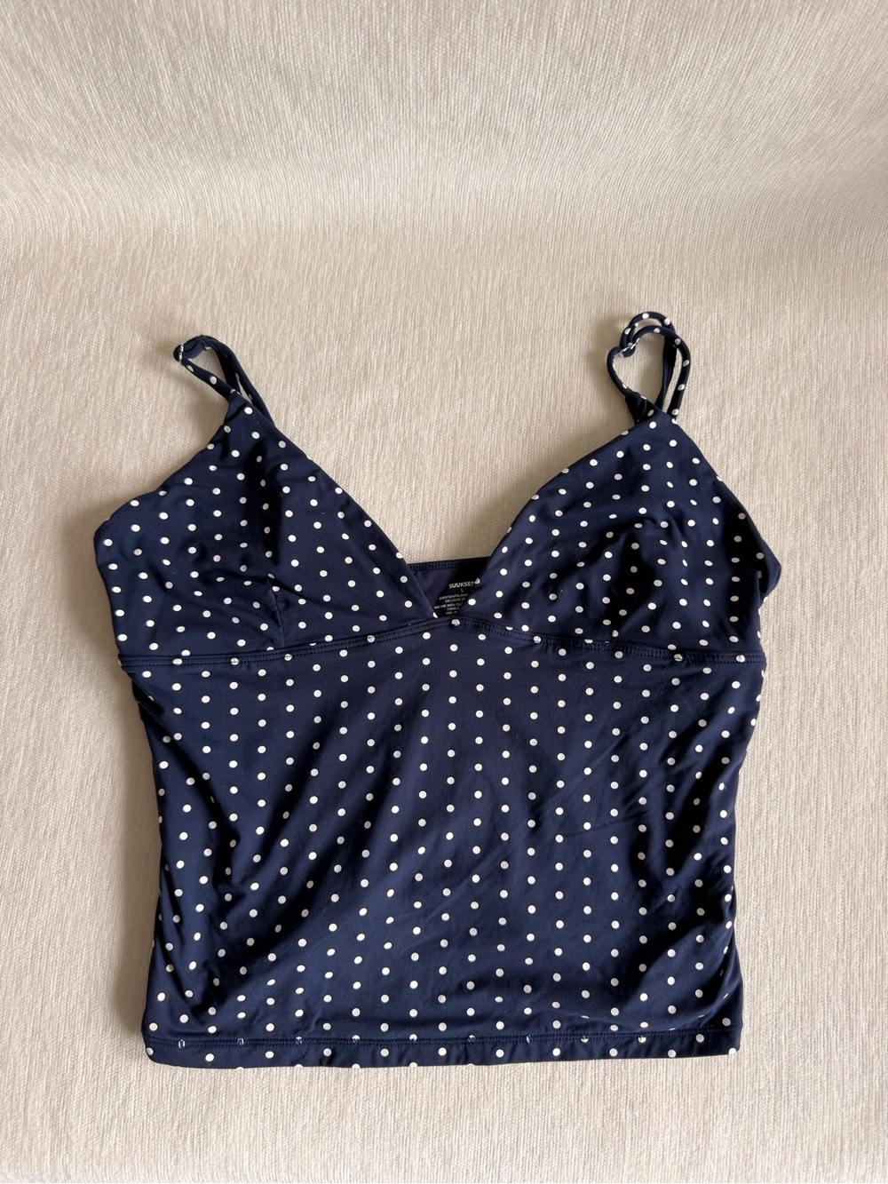 Navy Polka Dot Tank Top with Adjustable Straps